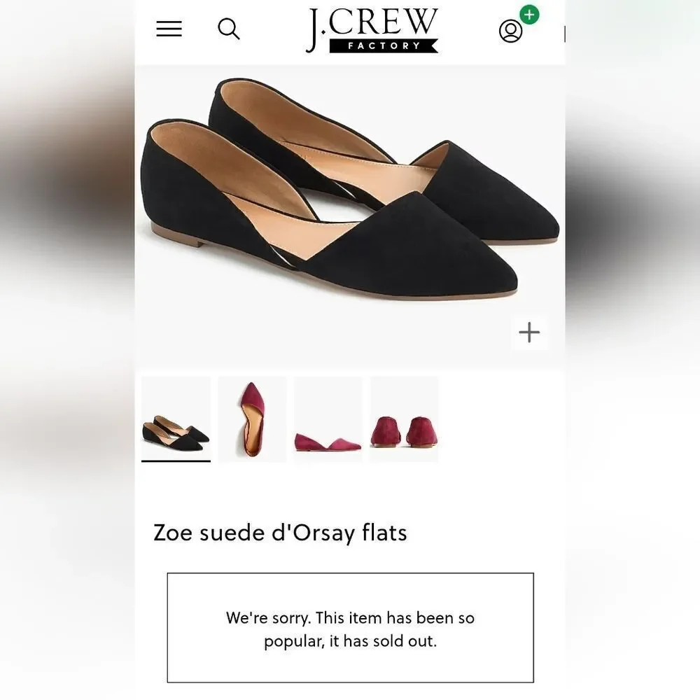 J.Crew Zoe Suede d'Orsay Flats